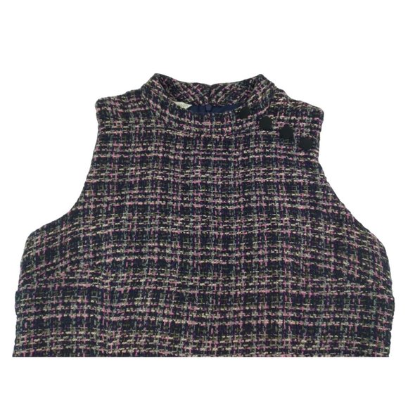 Monsoon Felissa Tweed style Sleeveless high neck faux button pencil dress US 12 - Picture 13 of 16